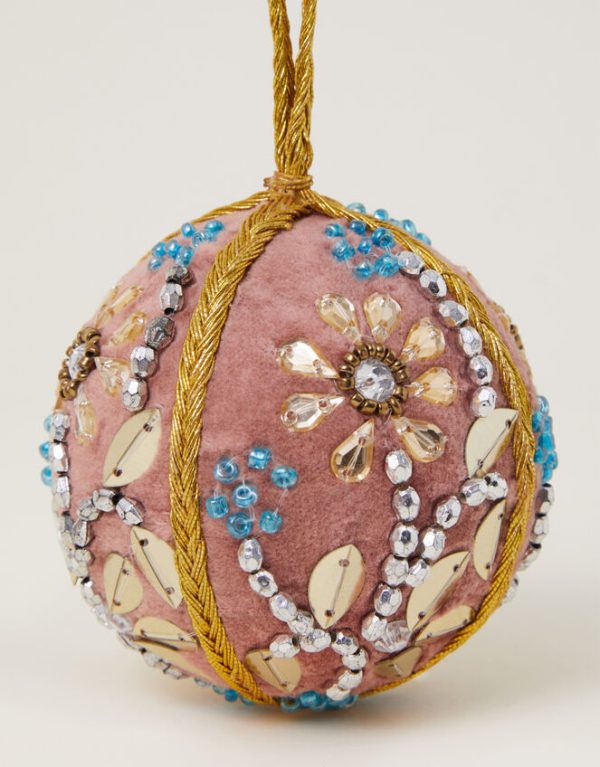 Monsoon Floral Embellished Velvet Bauble Pink - Image 2