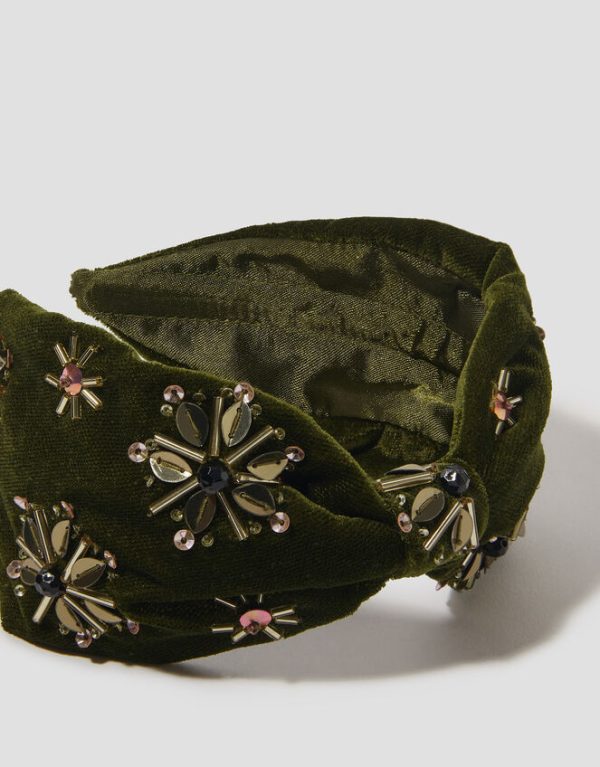 Monsoon Embellished Velvet Knot Headband - Image 2