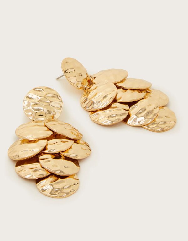 Monsoon Layered Hammer Coin Drop Earrings - Image 3