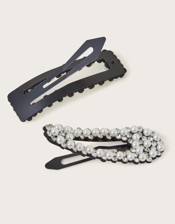 Monsoon 2-Pack Pearl and Diamante Hair Clips - Image 2