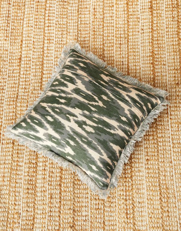 Monsoon Ikat Print Fringe Cushion - Image 2