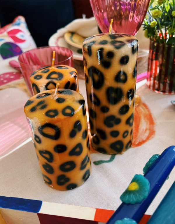 Monsoon Anna and Nina Small Leopard Print Pillar Candle - Image 3