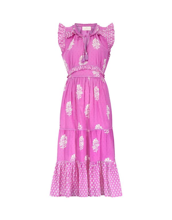 Monsoon East Sleeveless Tiered Print Dress Pink - Image 5