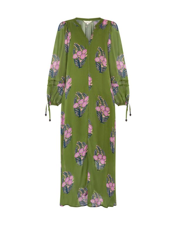 Monsoon East Floral Print Maxi Dress Green - Image 8