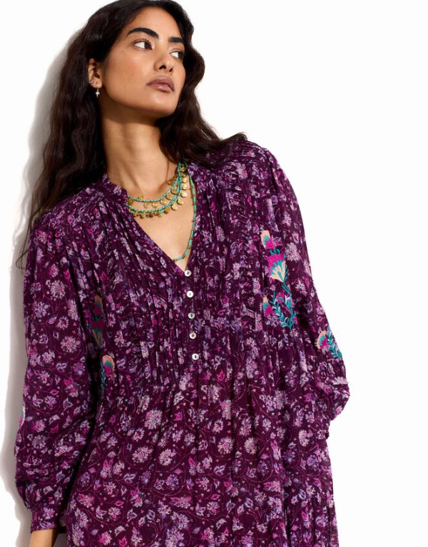 Monsoon East Elynee Floral Maxi Dress Purple - Image 3