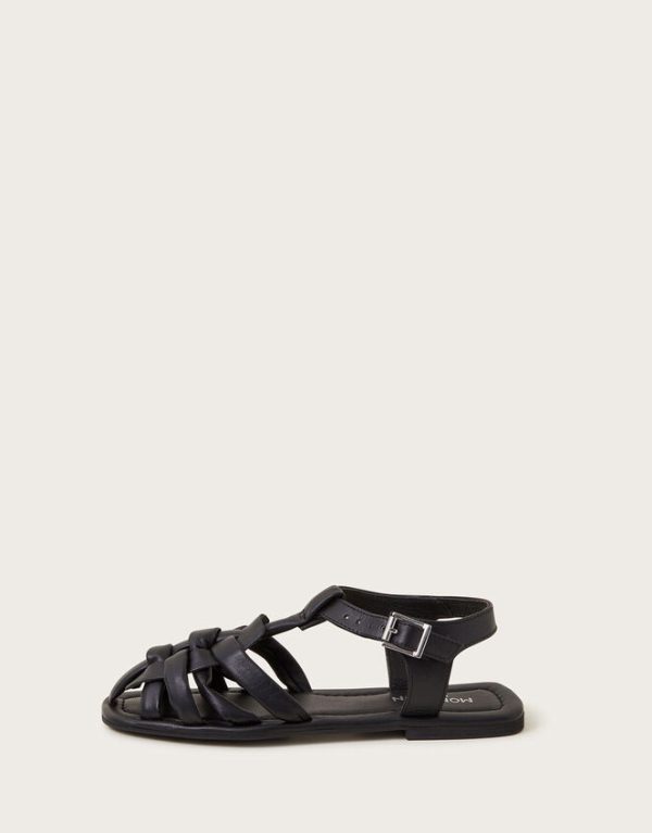 Monsoon Leather Fisherman Sandals Black - Image 2