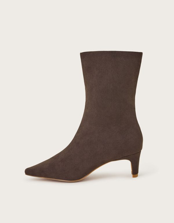 Monsoon Blake Suedette Pointed Heel Boots Brown - Image 3