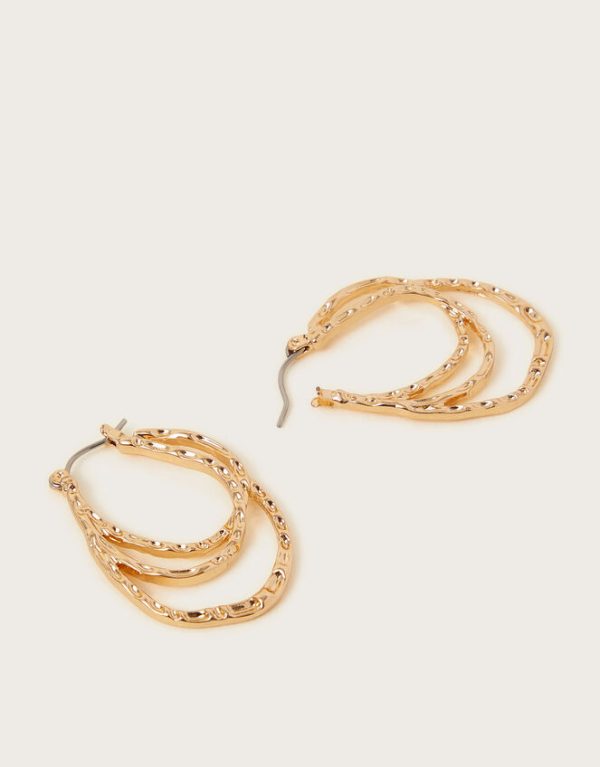 Monsoon Hammered Triple Hoop Earrings - Image 2