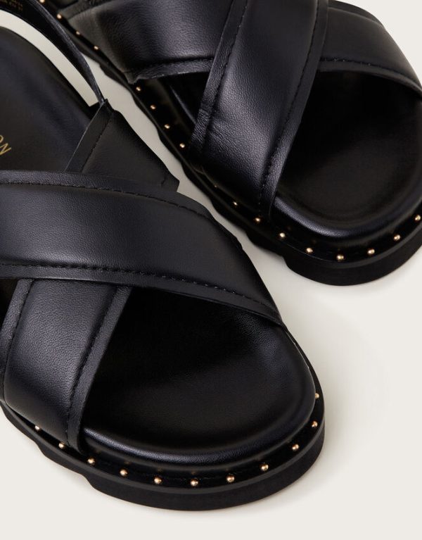 Monsoon Leather Cross-Over Strap Sandals Black - Image 4