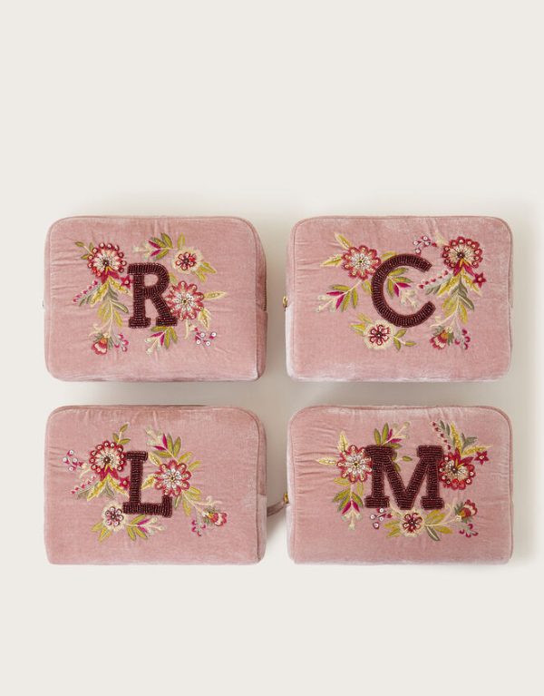 Monsoon Initial Embellished Make Up Bag Pink - Image 4