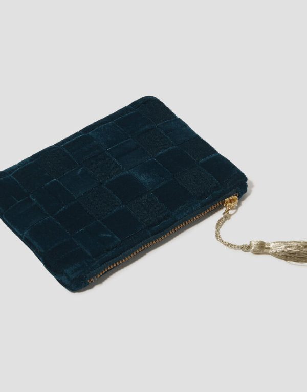 Monsoon Woven Velvet Coin Purse Teal - Image 4