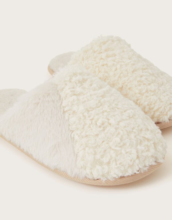 Monsoon Boucle Mule Slippers Cream - Image 4