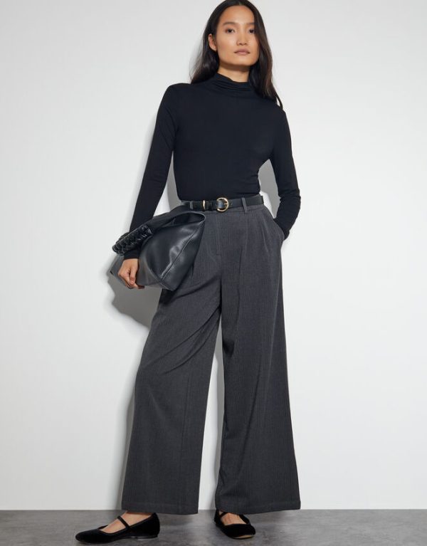 Monsoon Wren Wide Leg Trousers Grey