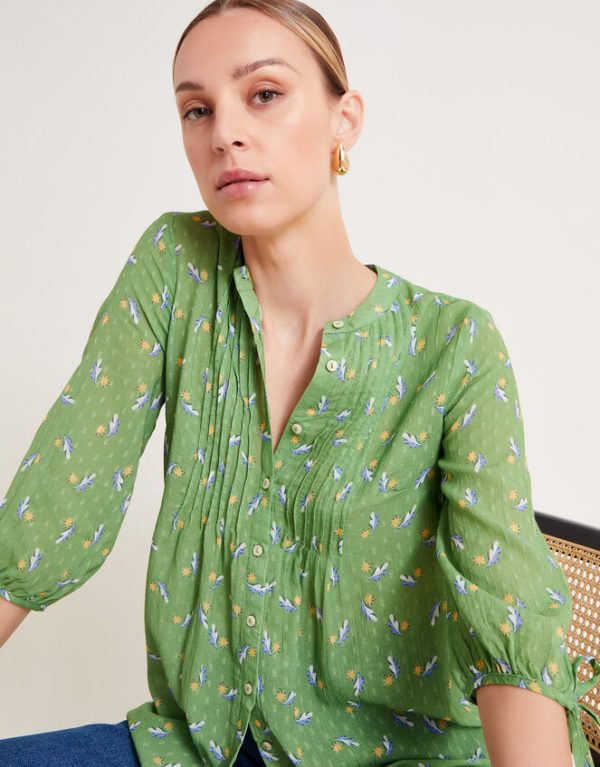 Monsoon Camille Leaf Blouse Green