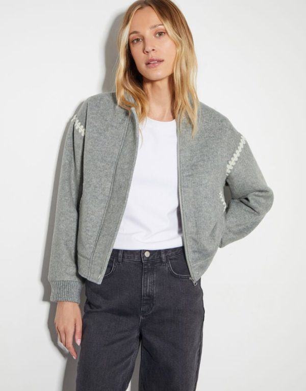 Monsoon Elodie Stitch Bomber Jacket Grey