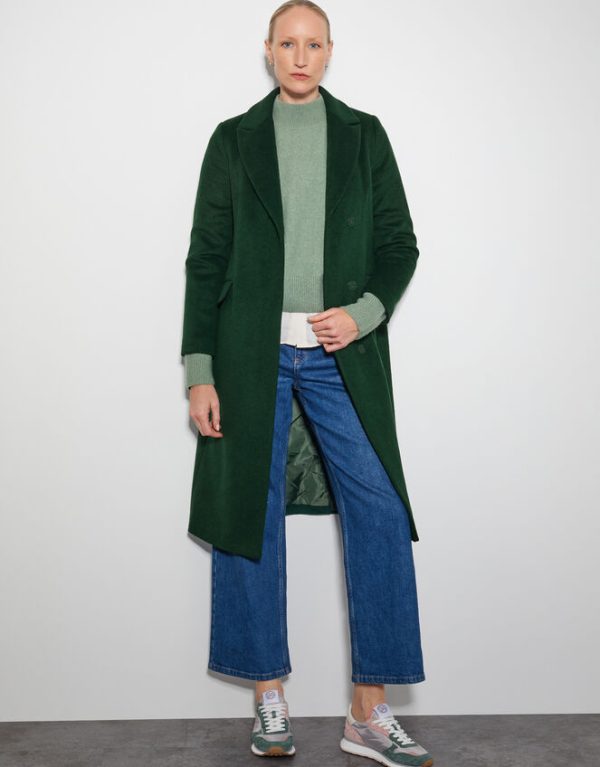 Monsoon Arabella A-Line Coat Green