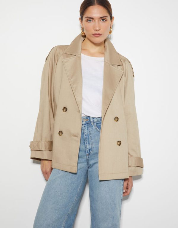 Monsoon Savannah Crop Trench Coat Natural