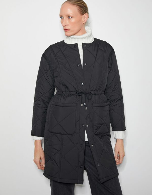 Monsoon Zaira Quilted Puffer Coat Black