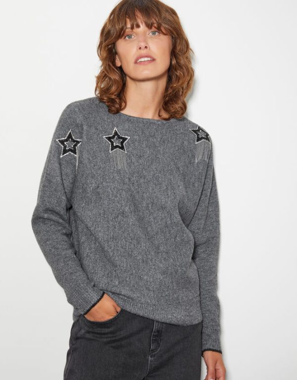 Monsoon Sable Star Embellished JumperGrey