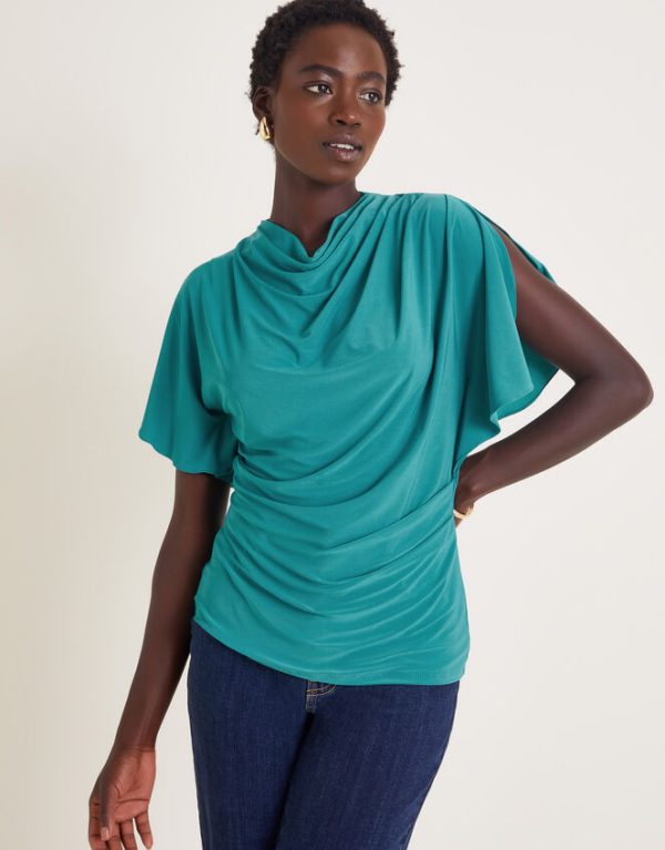 Monsoon Deb Drape Jersey Top Teal