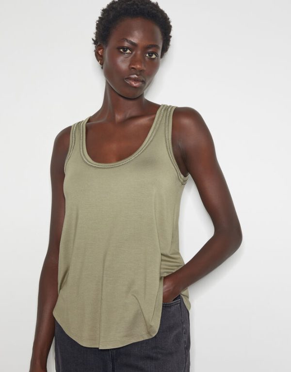 Monsoon Jess Jersey Cami Top Green