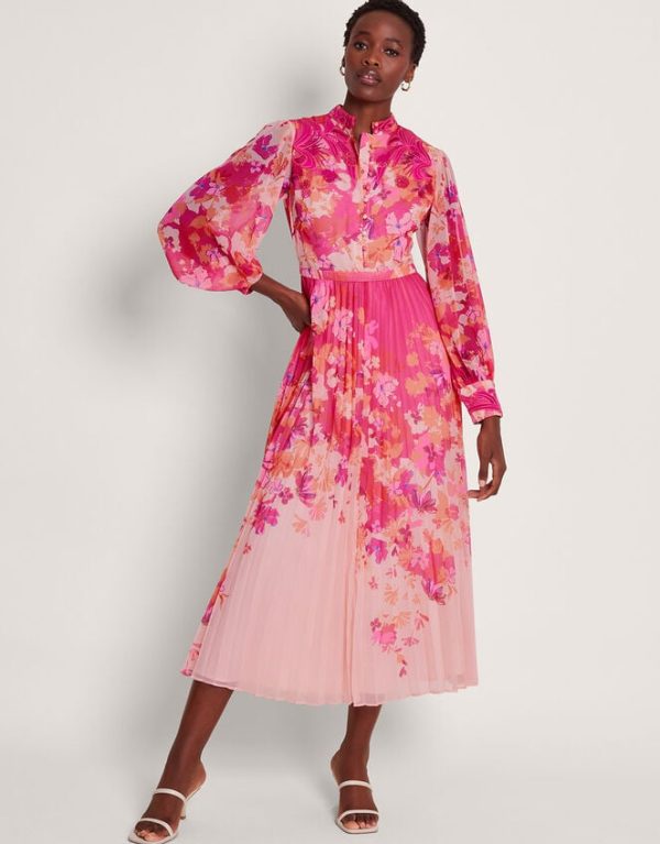 Monsoon Floryn Floral Shirt Dress Pink