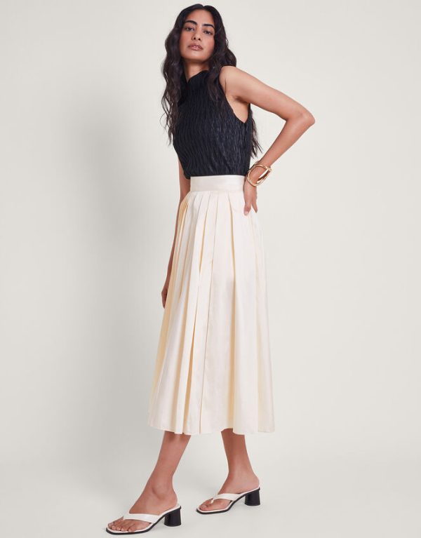 Monsoon Tully Taffeta Skirt Cream - Image 2