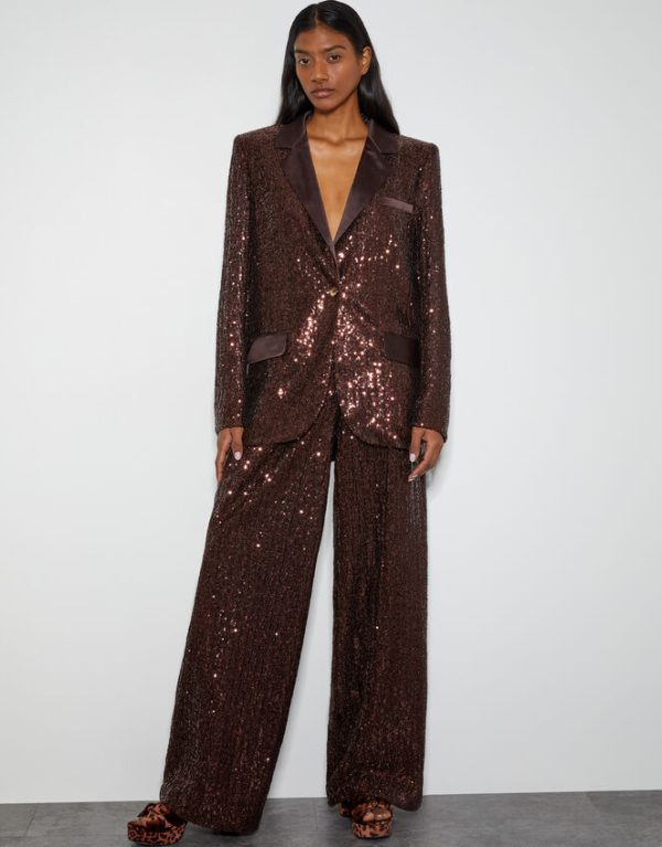 Monsoon Monsoon x Sarah Corbett-Winder Satin Sequin Blazer Bronze