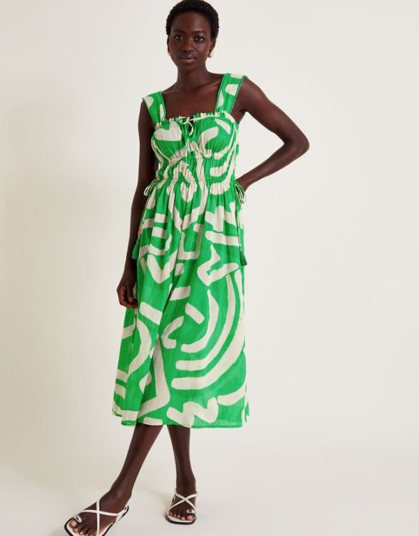 Monsoon Demi Abstract Print Sundress Green