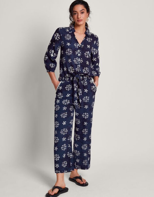 Monsoon Loretta Batik Trousers Blue