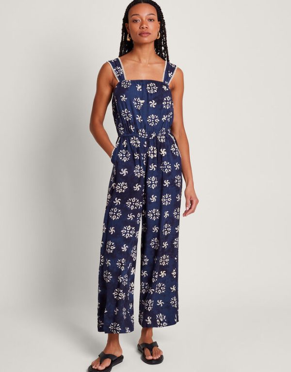 Monsoon Loreta Batik Print Jumpsuit Blue