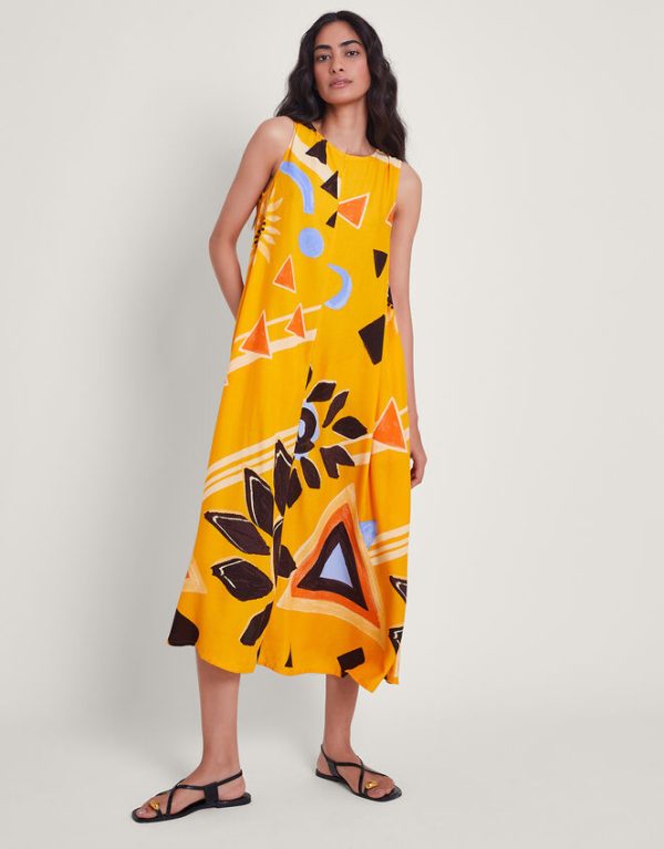 Monsoon Amanda Print Dress Orange