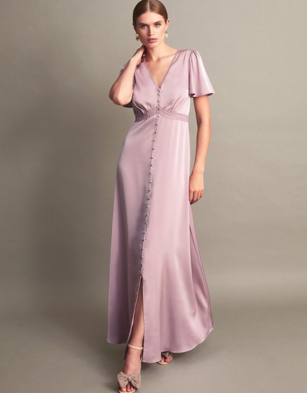 Monsoon Ivy Satin Maxi Dress Mink