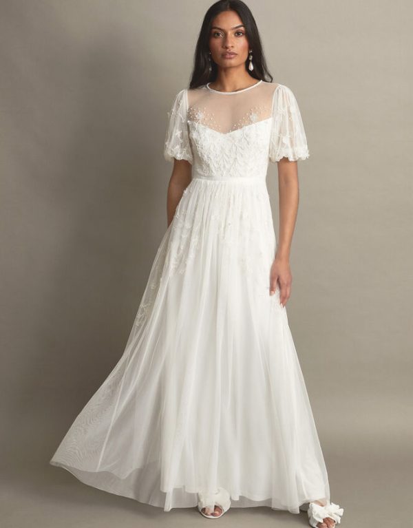 Monsoon Celina Embellished Bridal Dress Ivory