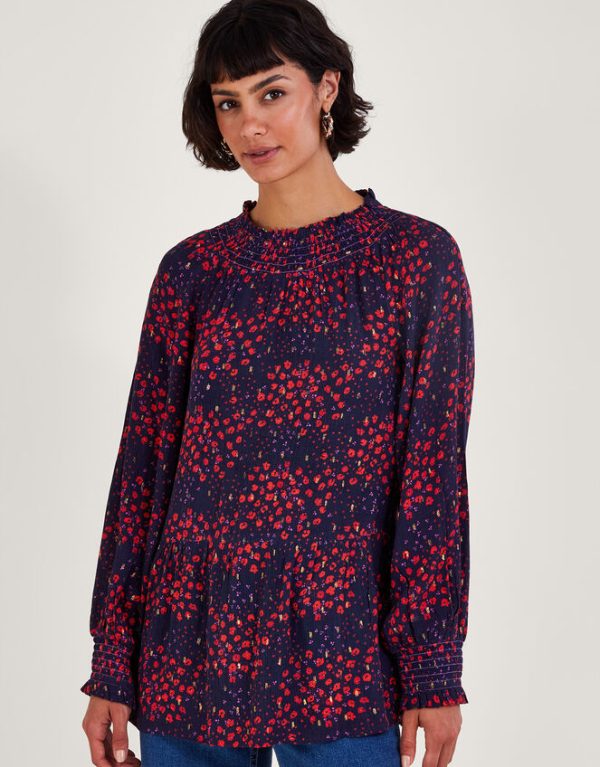 Monsoon Metallic Spot Top Blue