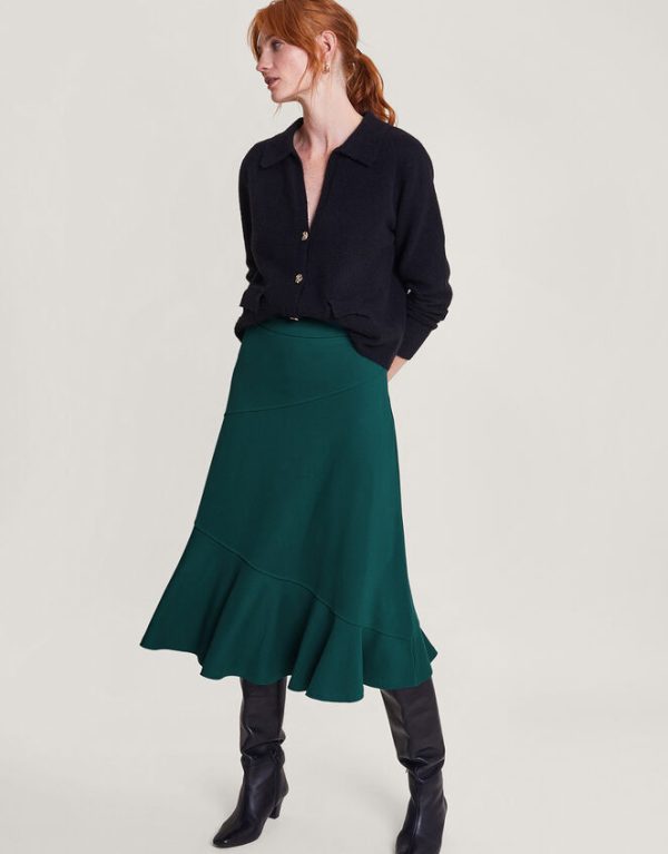 Monsoon Ava A-Line Ponte Skirt Green