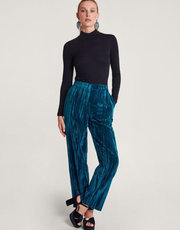 Monsoon Callie Velvet Trousers Teal