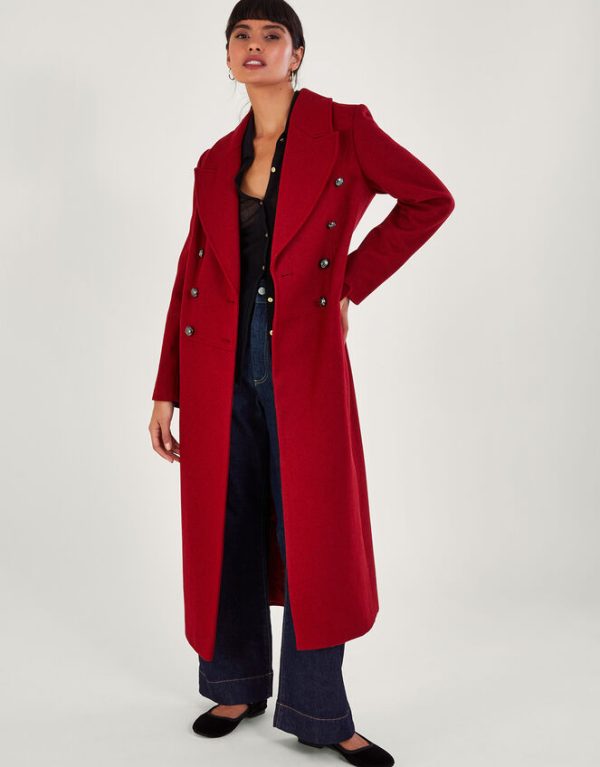 Monsoon Daria Double-Breasted Coat Red - Image 2