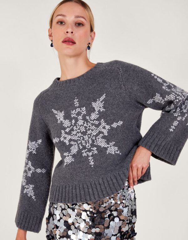 Monsoon Sal Snowflake Jumper Grey - Image 2