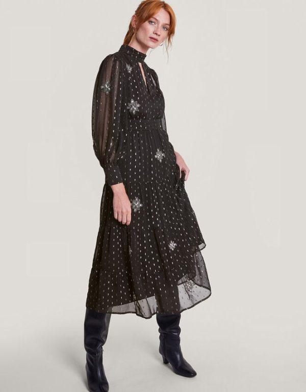 Monsoon Nyla Embellished Dress Black