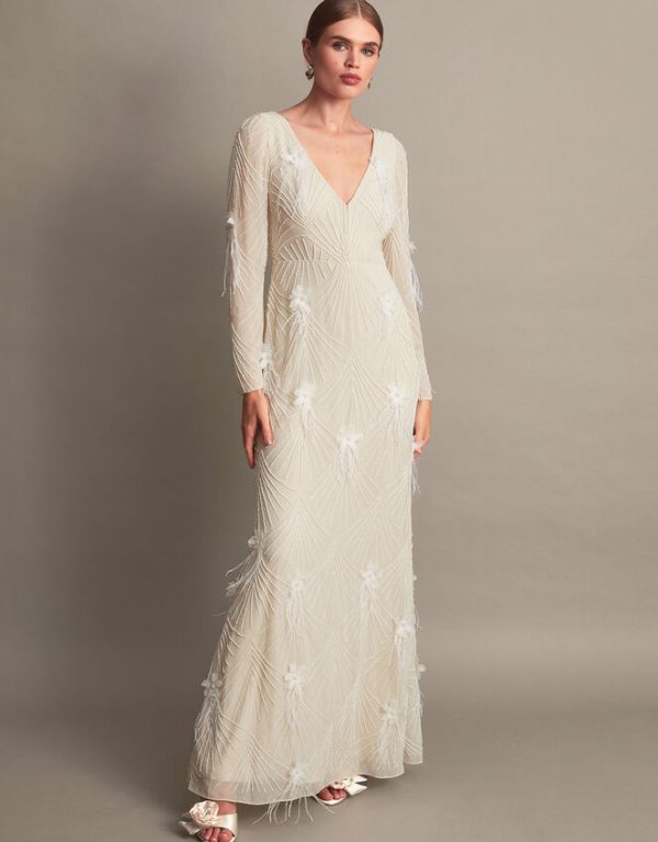 Monsoon Florence Embellished Bridal Dress Ivory