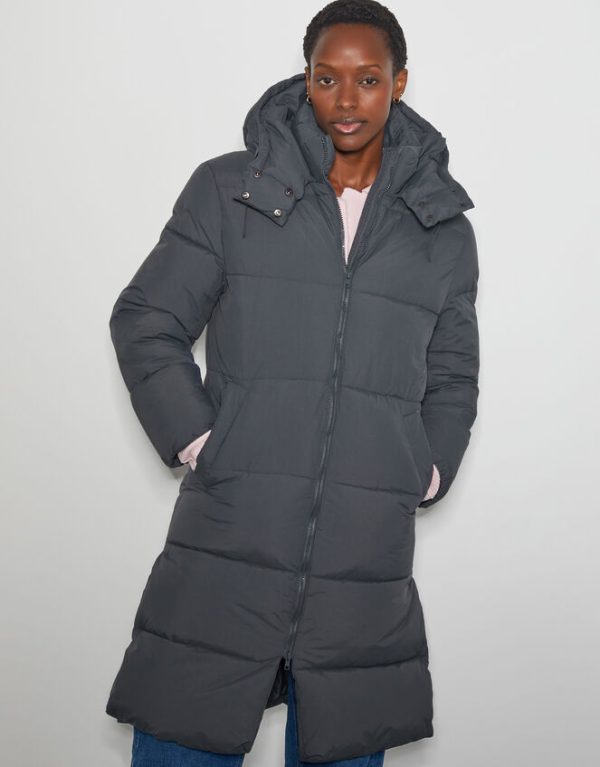 Monsoon Lissy Long Hooded Puffer Coat Grey - Image 2