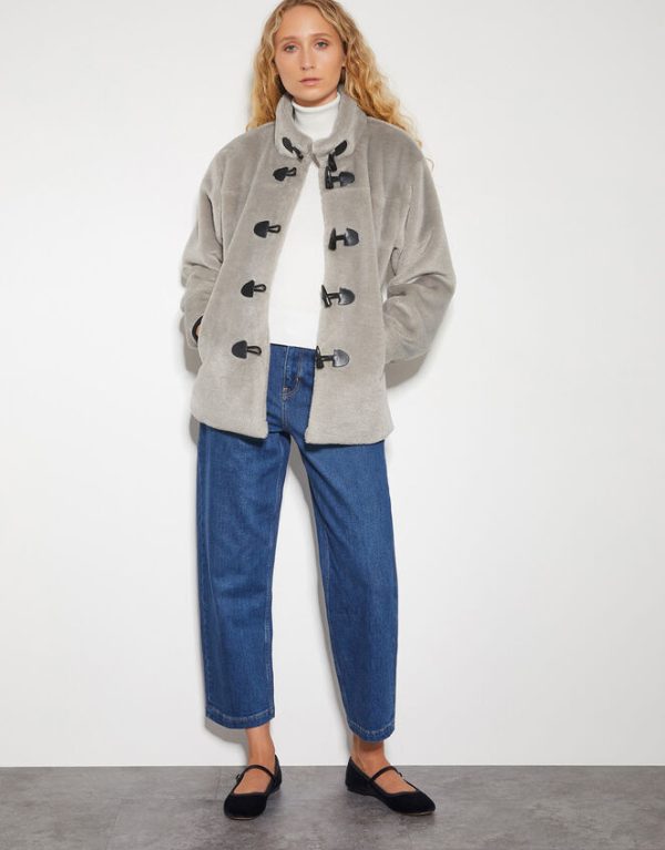 Monsoon Dakota Faux Fur Duffle Coat Mink - Image 2