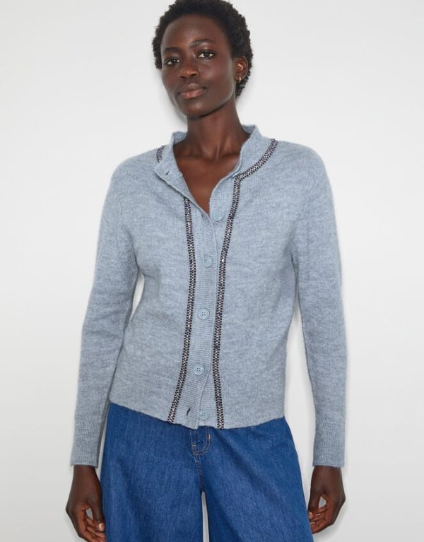 Monsoon Tate Gemstone Trim Cardigan Blue - Image 2