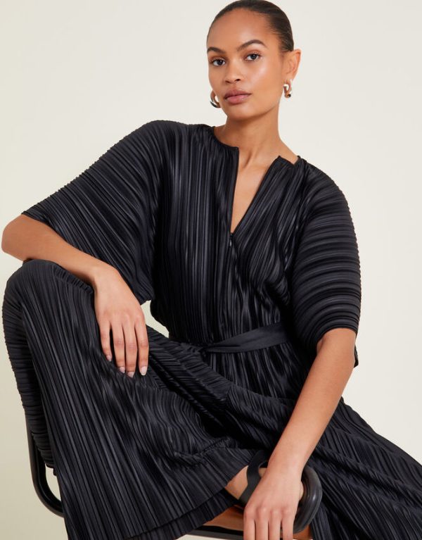 Monsoon Polly Plisse Jumpsuit Black - Image 2