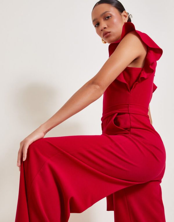 Monsoon Riri Ruffle Jumpsuit Red - Image 2