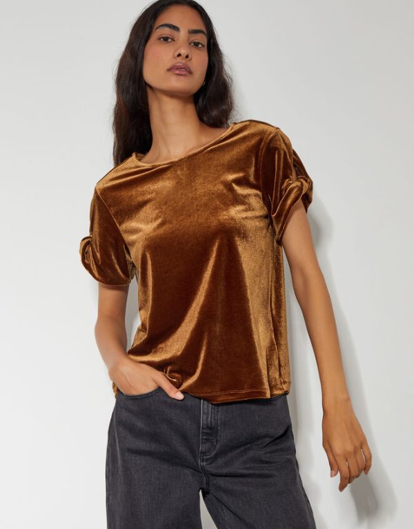 Monsoon Viv Velvet T-ShirtBronze - Image 2