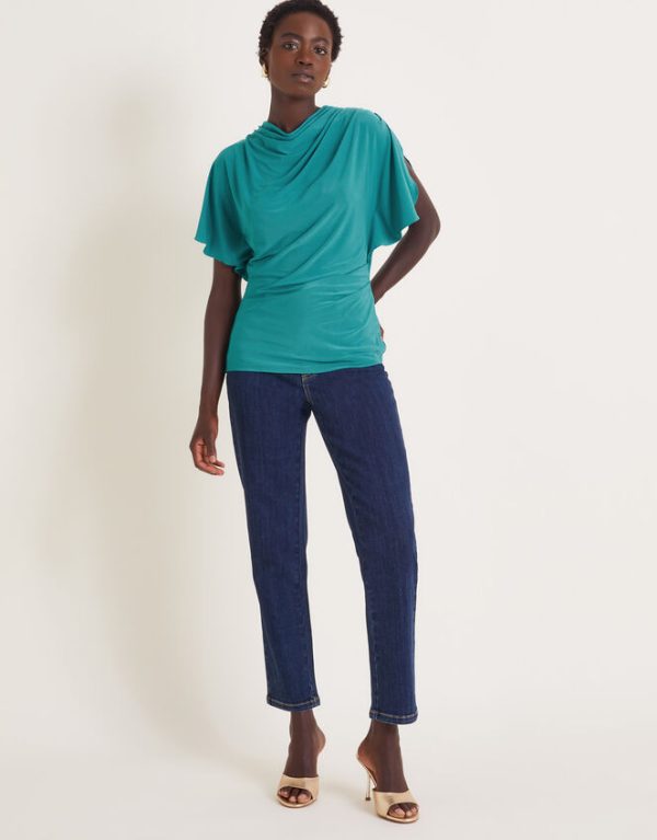 Monsoon Deb Drape Jersey Top Teal - Image 2