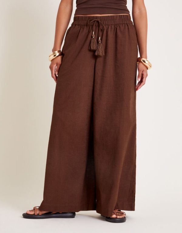 Monsoon Yara Plain Wide Leg Trousers Orange - Image 2