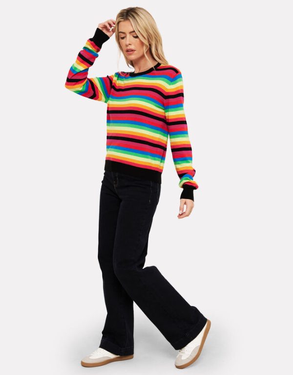 Monsoon WISPR Rainbow Crew Neck Sweater Black - Image 3